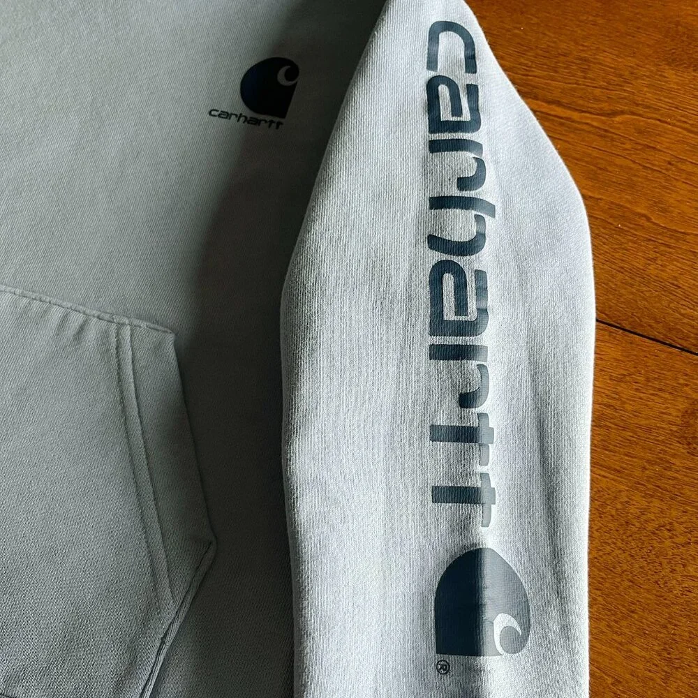 Carhartt light blue logo hoodie 5